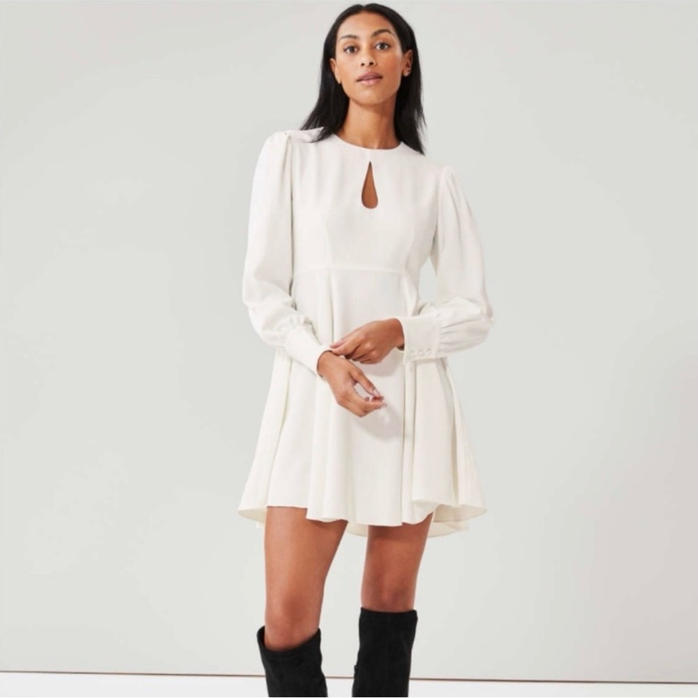 Roxy Earle x Joe Fresh Limited Edition collection white long sleeve skater dress